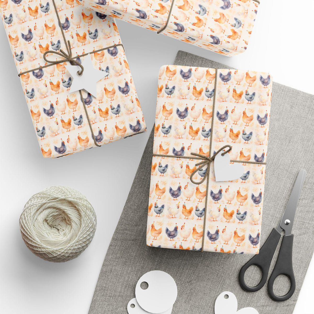 Chicken Watercolor Pattern Wrapping Paper Roll — Cute Pet Gift Wrap