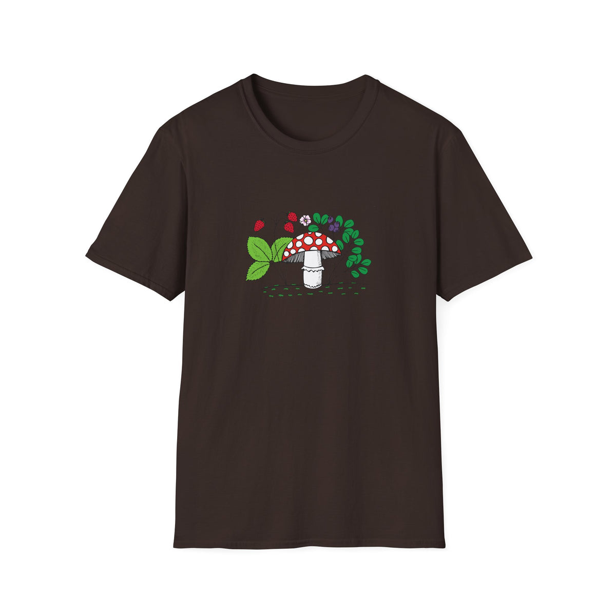 Whimsical Mushroom T-Shirt for Nature Lovers, Casual Tees, Gift for Gardeners, Unisex Softstyle Shirt, Eco-Friendly Apparel