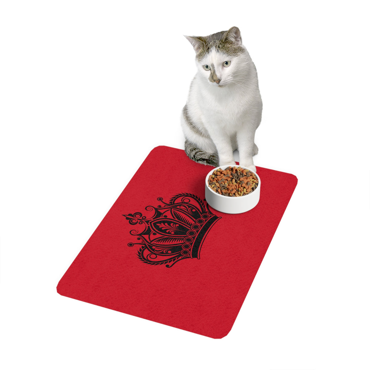 Regal Crown Pet Food Mat (12x18) — Non-Slip Royal Dog & Cat Feeding Mat