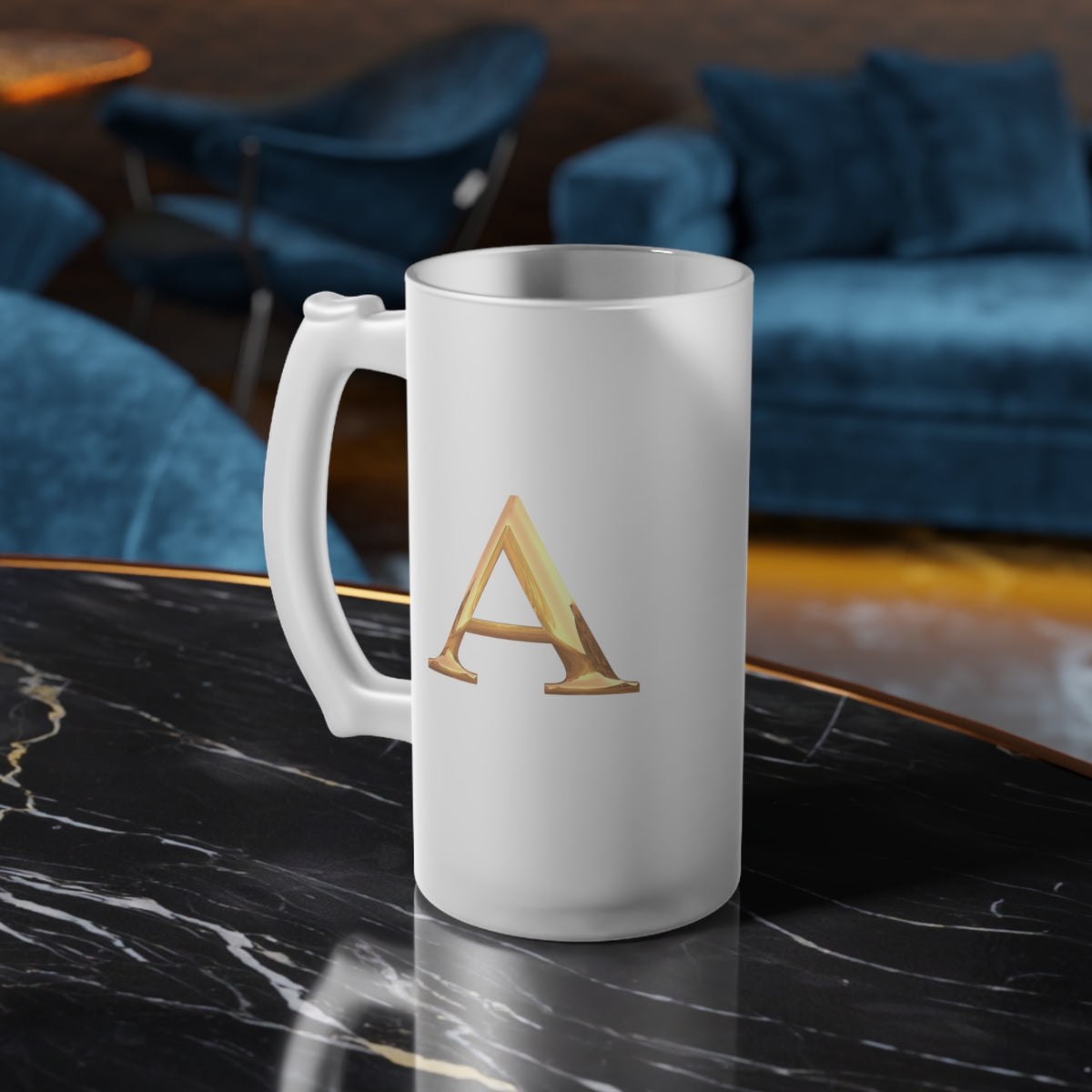 Frosted Glass Beer Mug Letter A