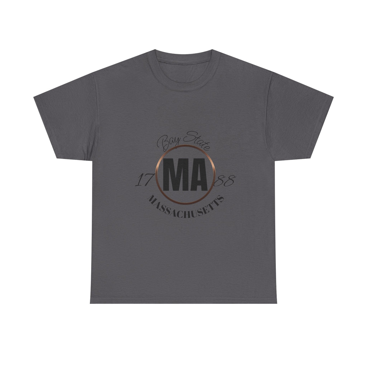 Unisex Heavy Cotton Tee with Massachusetts Design, Casual Wear, Gift for Him/Her, Travel Souvenir, Vintage Style