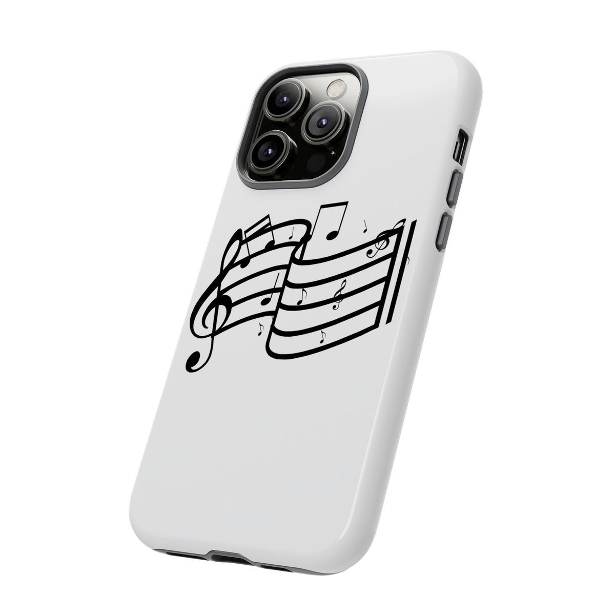 Musical Notes Phone Case — Black Treble Clef Music Staff Tough Case
