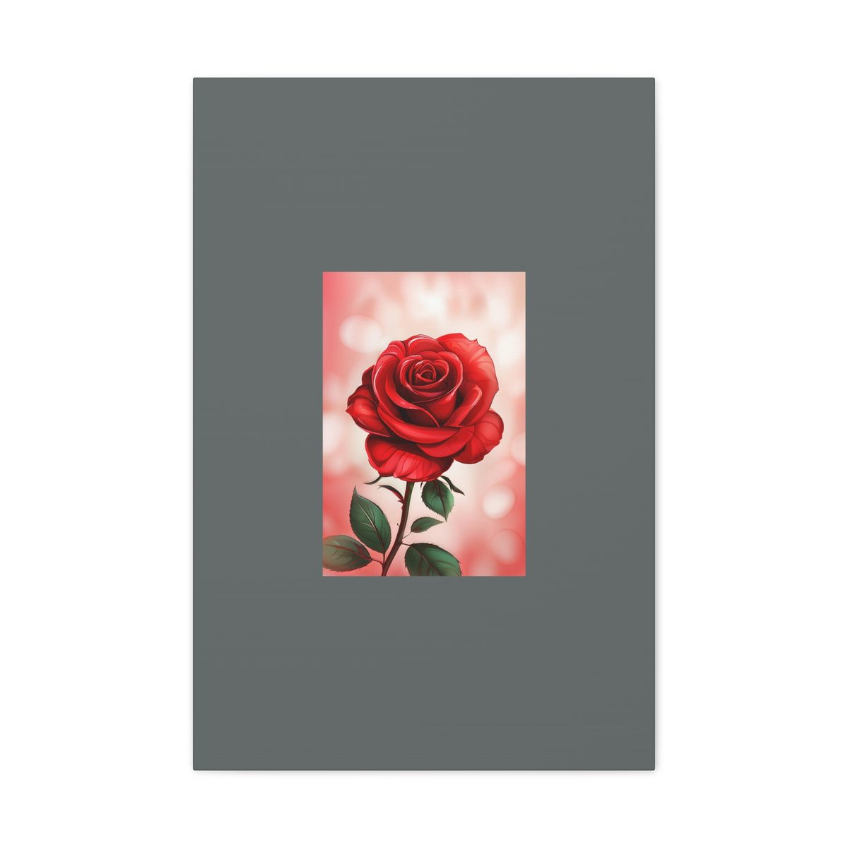 Red Rose Vertical Matte Canvas Print — Romantic Floral Wall Art