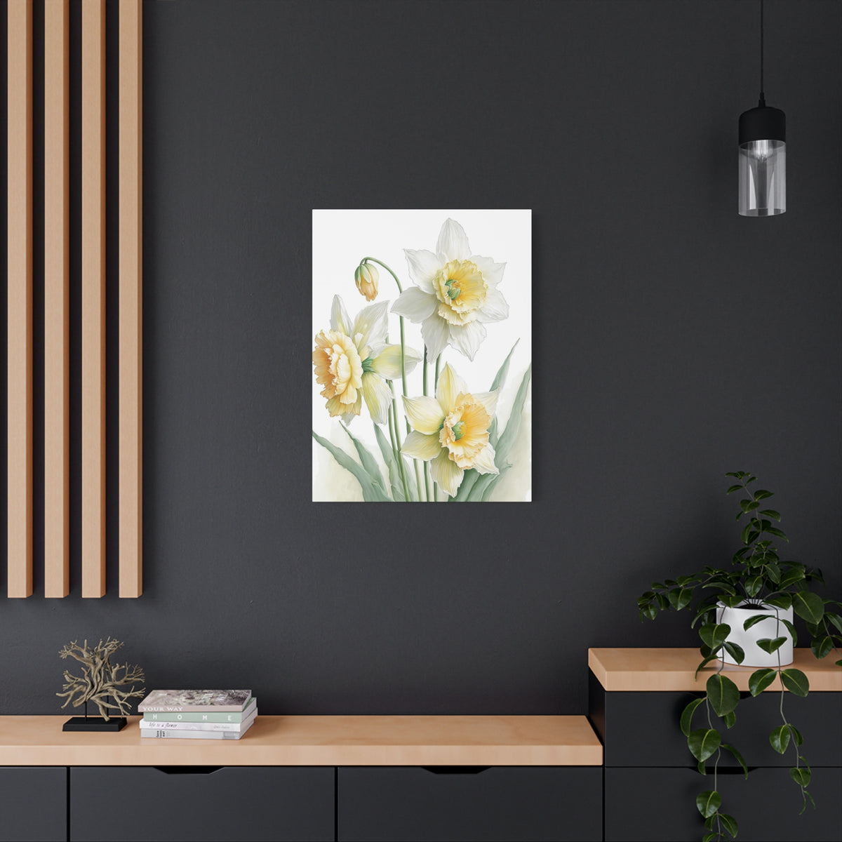 Matte Canvas, Stretched, 1.25" beautiful flowers white and yellow.
