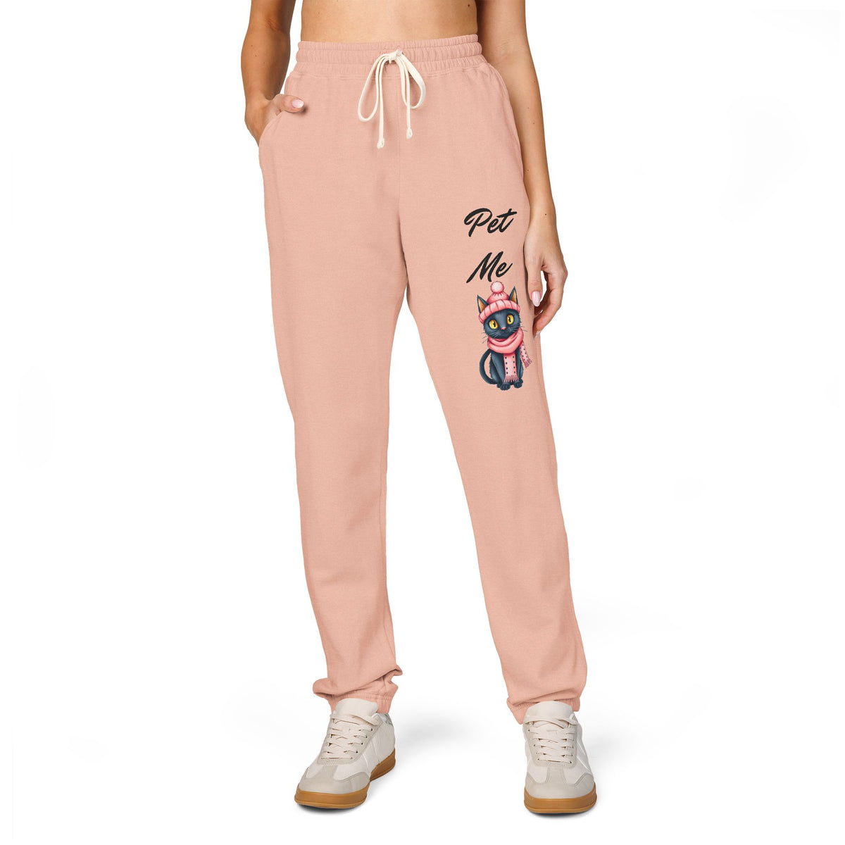 Sweatpants — Colorful Cosmic Cat Graphic "Pet Me" Joggers