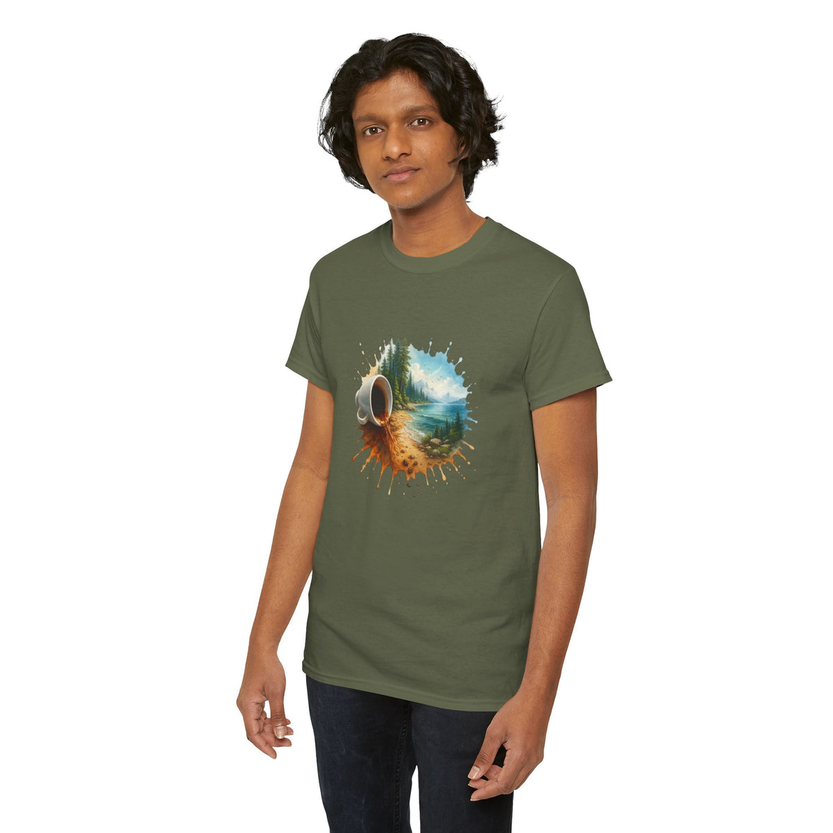 Nature-Inspired Unisex Heavy Cotton Tee, Casual Outfit, Gift for Nature Lovers, Camping Apparel, Outdoor Adventure Shirt