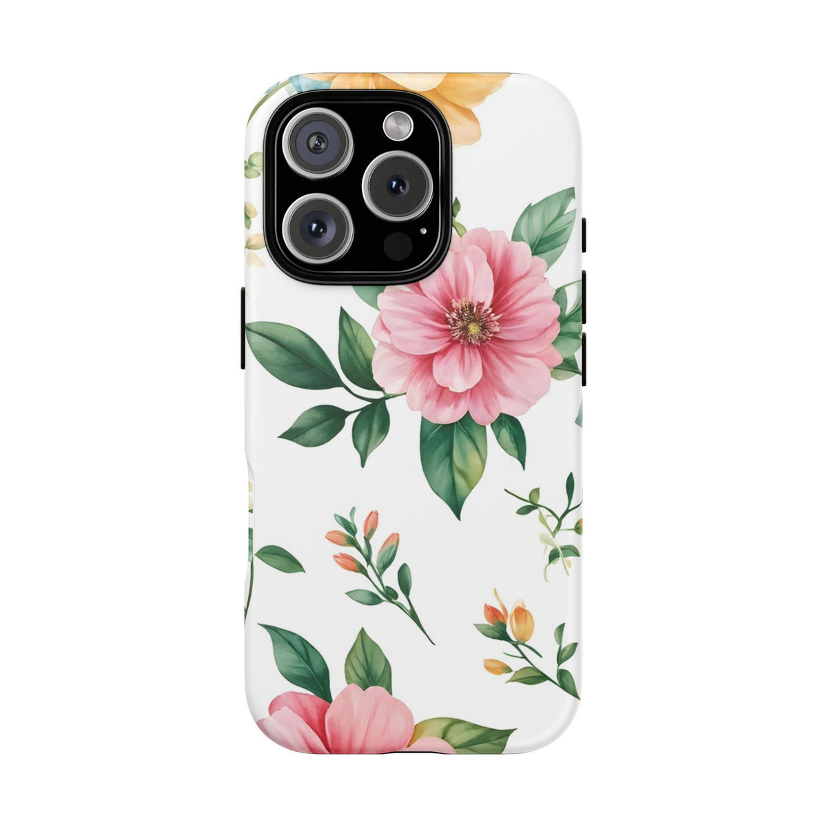 Floral Tough Phone Case — Pink Peony Protective Phone Cover