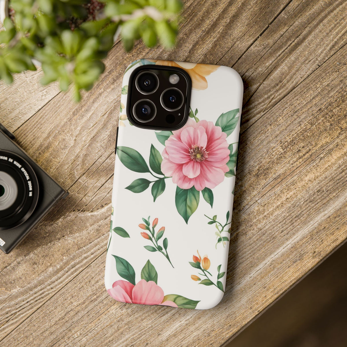 Floral Tough Phone Case — Pink Peony Protective Phone Cover