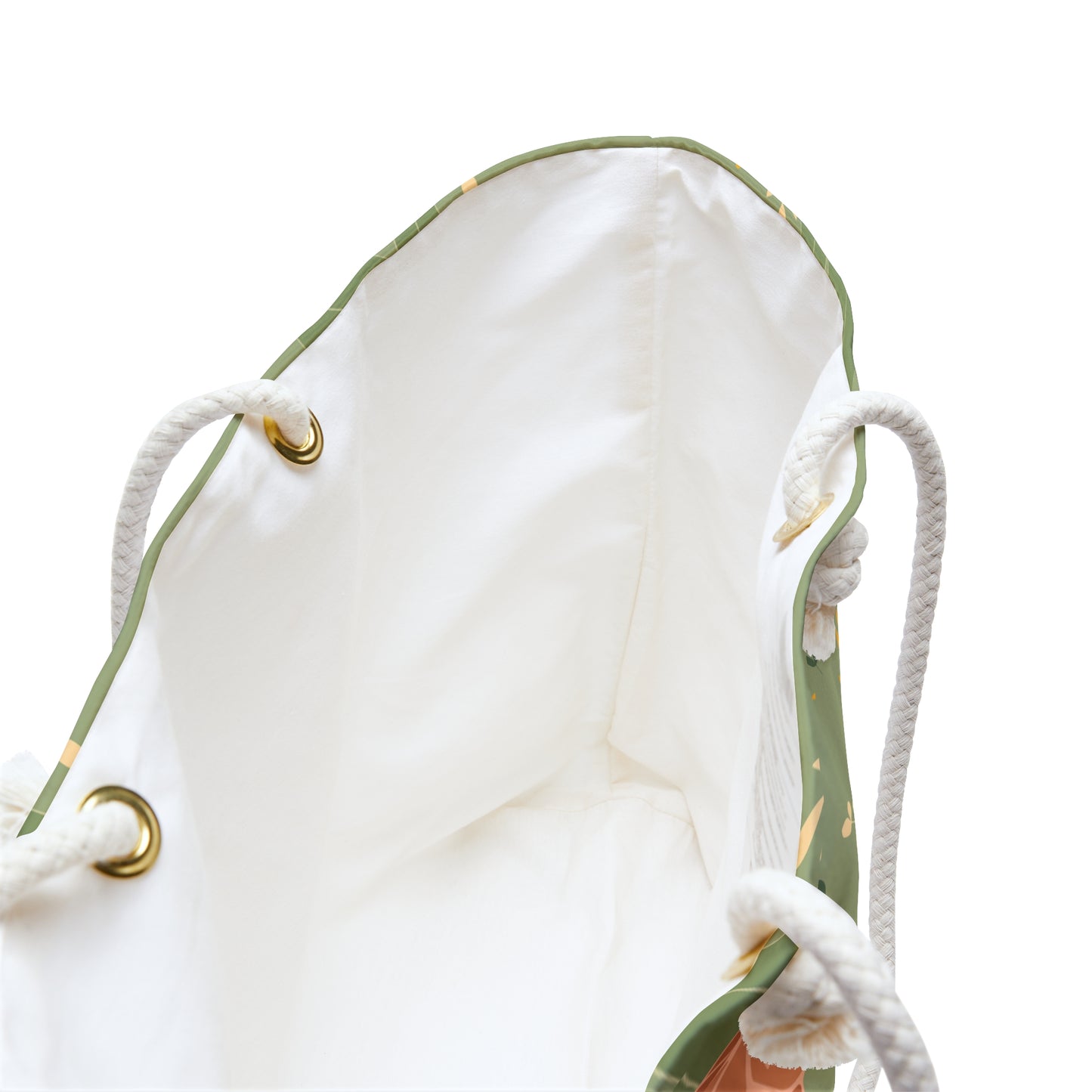 Floral Green Weekender Bag — Spacious Travel Tote with Peach Blooms