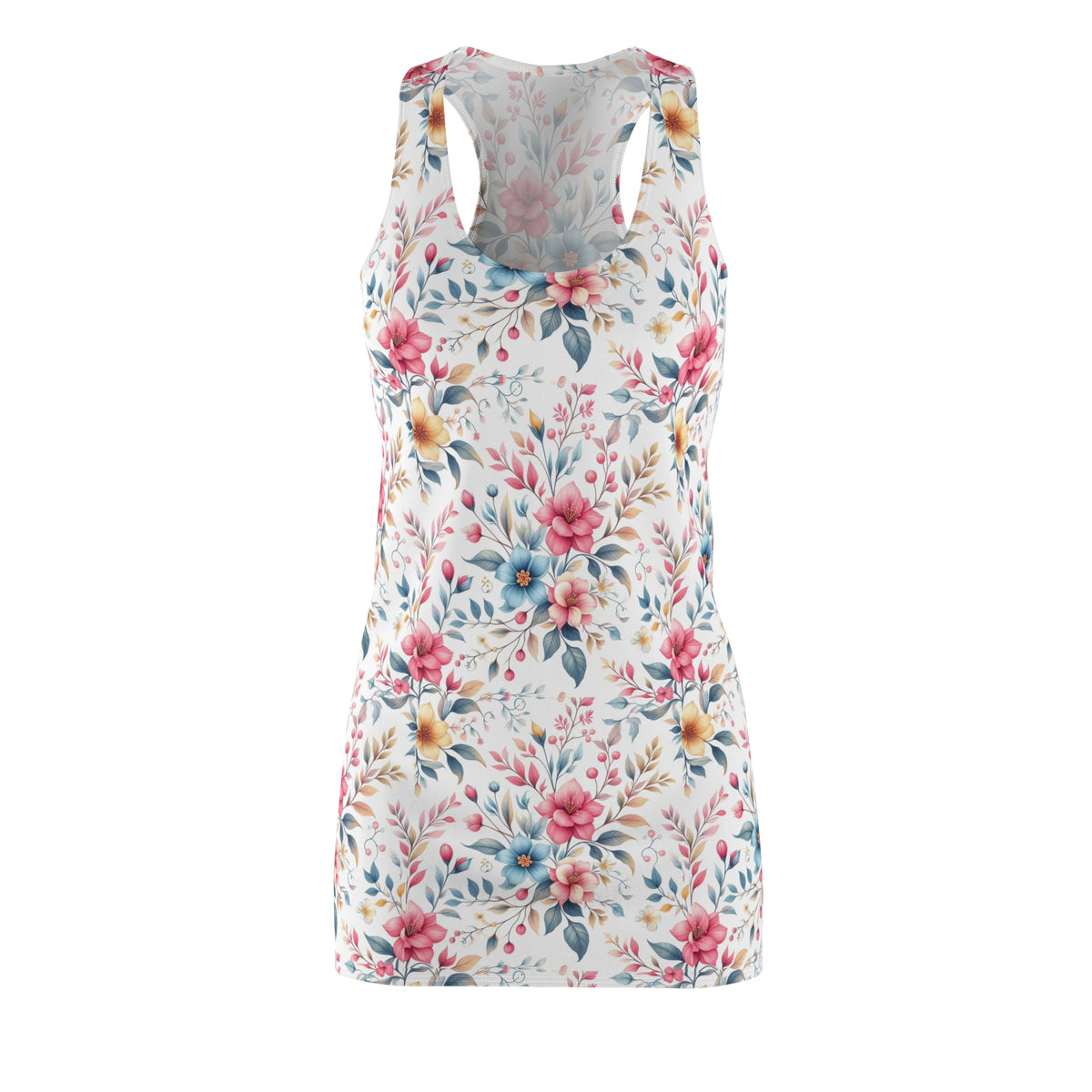 Floral Summer Racerback Dress, Feminine Floral Dress, Casual Outfit, Beach Wear, Spring Fashion, Garden Party Dress