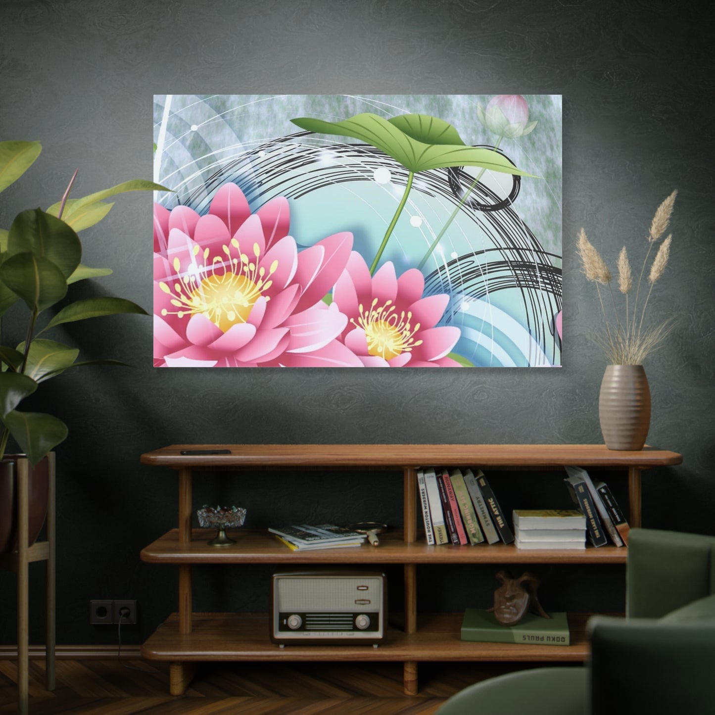 Lotus Blossom Matte Canvas Wall Art — Stretched 1.25" Decorative Print