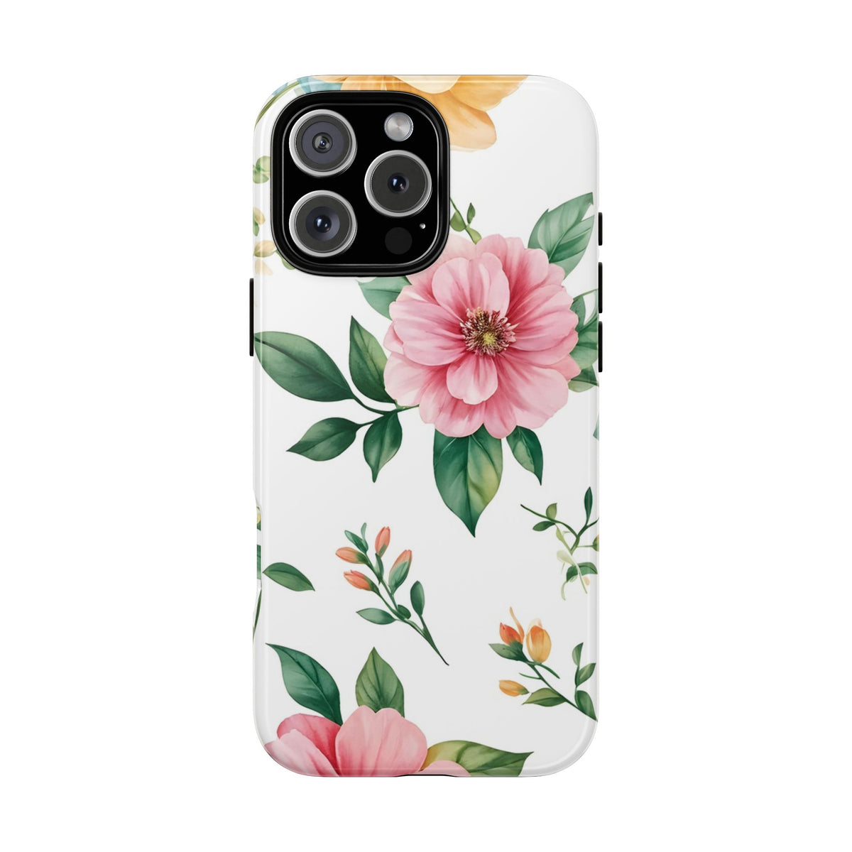 Floral Tough Phone Case — Pink Peony Protective Phone Cover