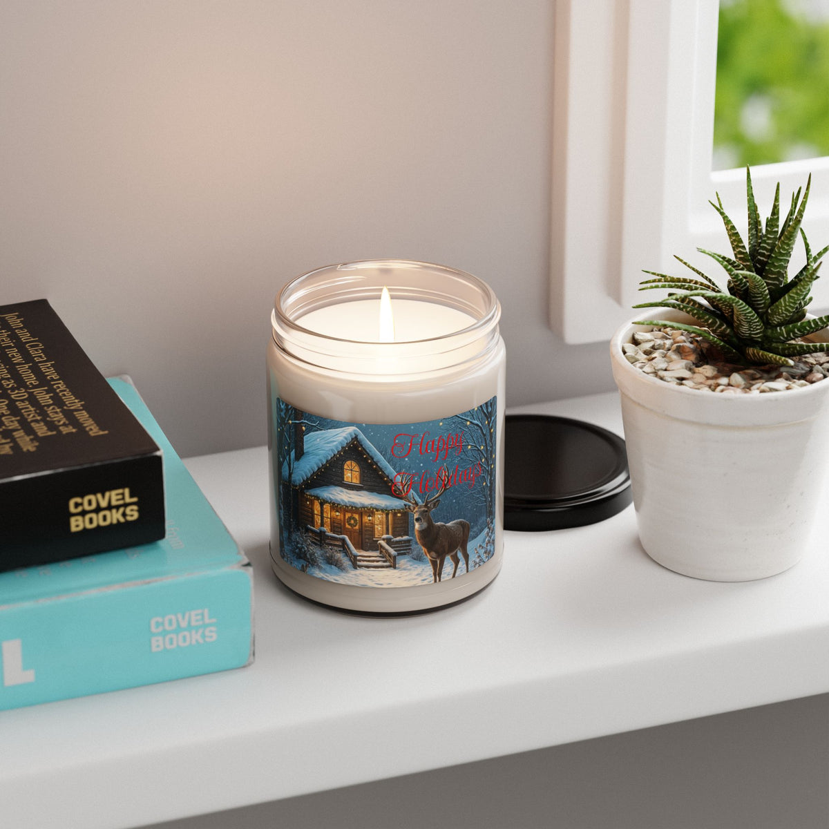 Christmas Cabin Soy Candle — 9oz Scented Holiday Jar ("Happy Christmas")