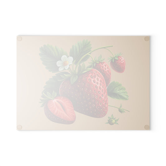 Vintage Strawberry Glass Cutting Board, Kitchen Decor, Gift for Foodies