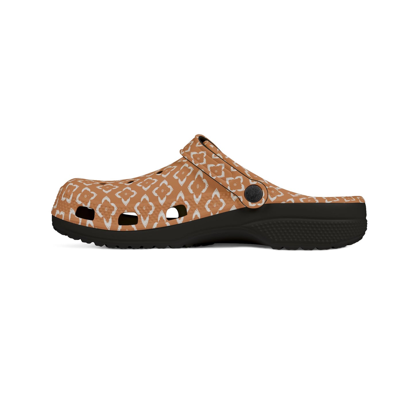 EVA Foam Clogs — Terracotta Geometric Pattern Slip-On Shoes