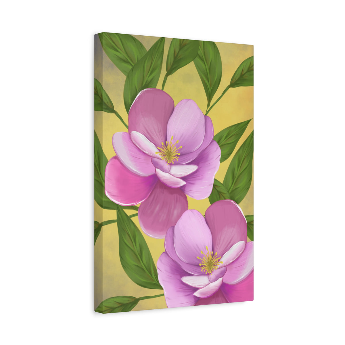Matte Canvas, Stretched, 1.25" Tulips Pink and Purple Flowers