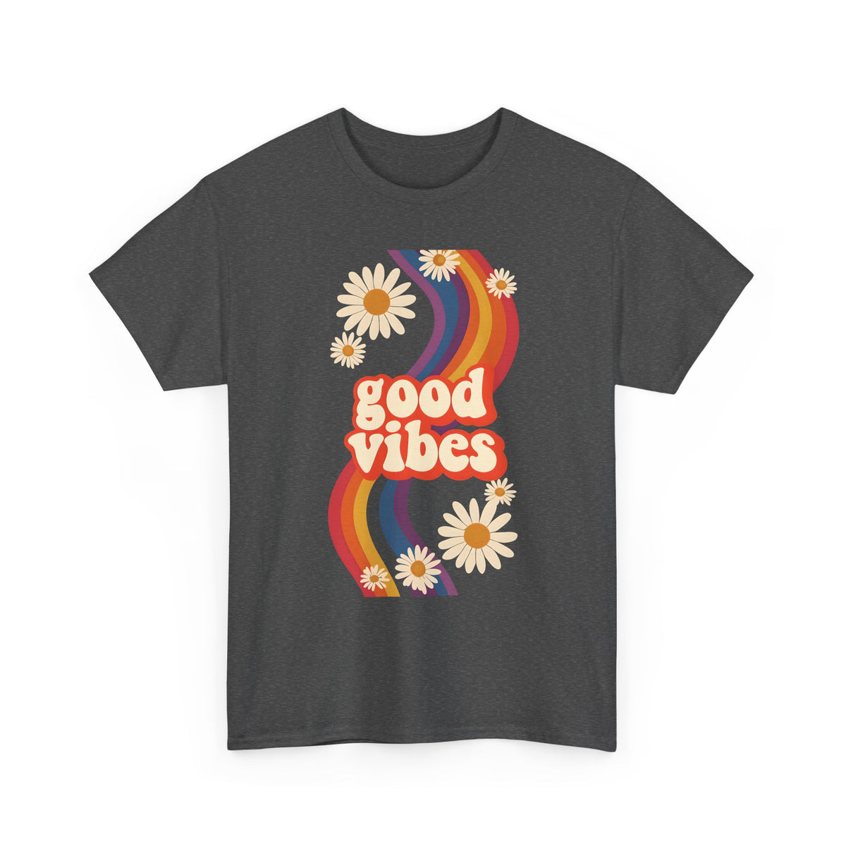 Good Vibes Unisex Heavy Cotton Tee, Retro Graphic T-Shirt, Feel Good Apparel, Summer Outfit, Casual Gift for Friends