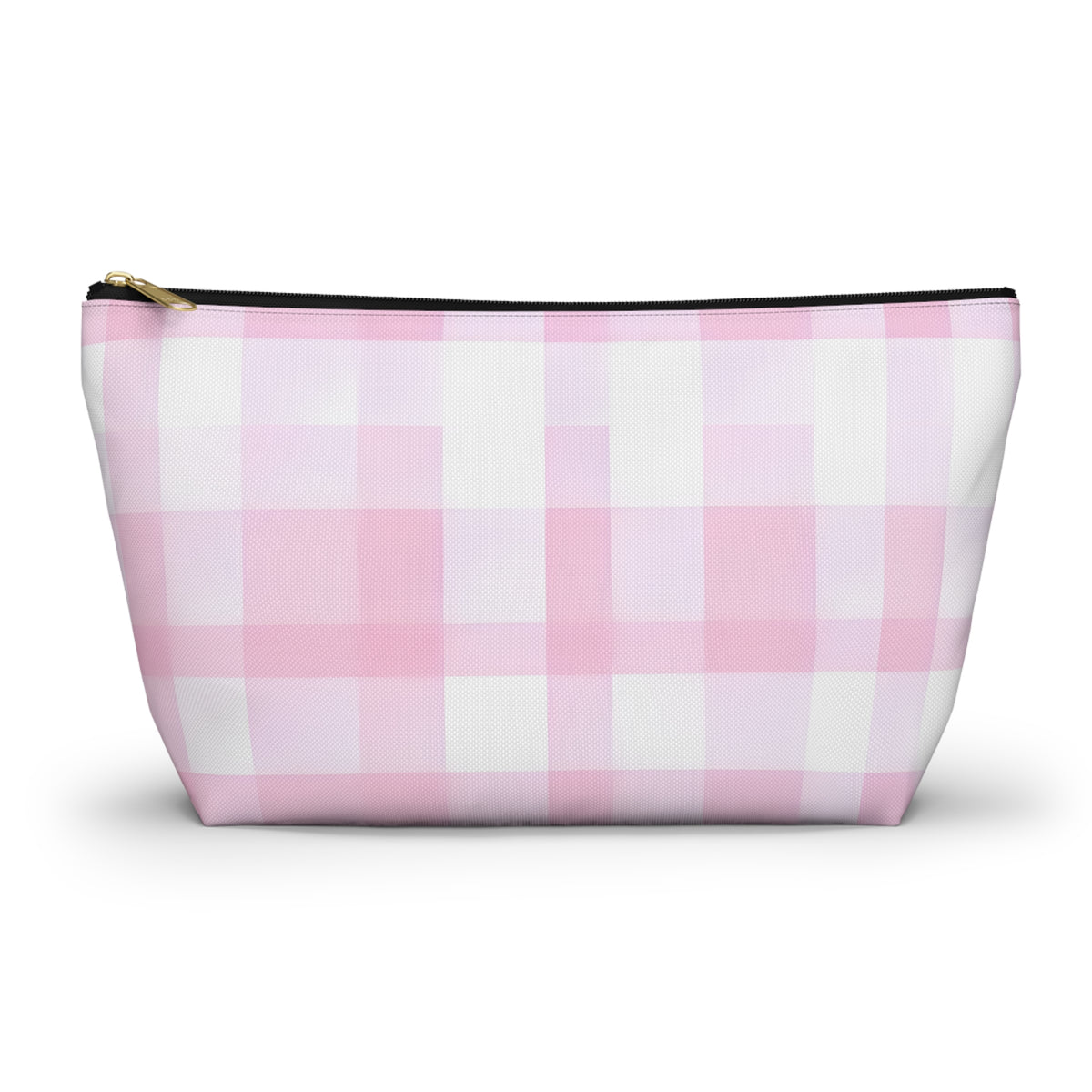 Pink Gingham Accessory Pouch — T‑Bottom Makeup & Toiletry Bag