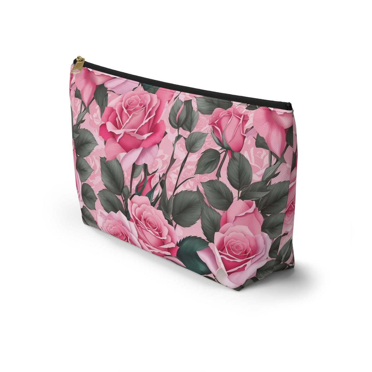 Floral Accessory Pouch - Stylish Makeup Bag, Organizer, Travel Toiletry Case, Gift for Her, Rose Flower Design