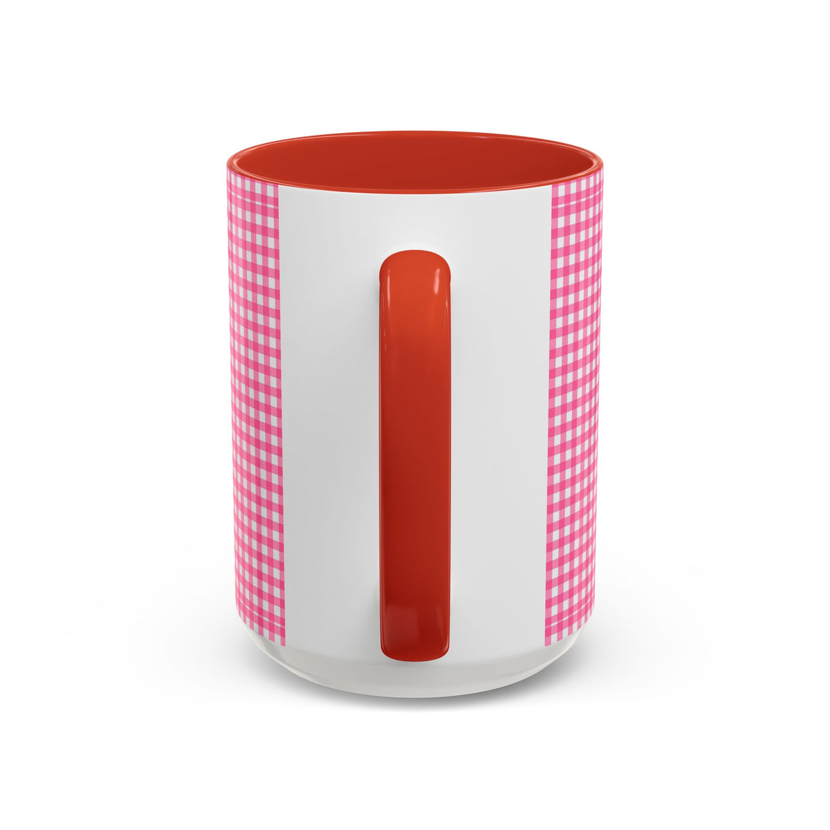 Pink Gingham Accent Coffee Mug, Cute Kitchen Decor, Gift for Coffee Lovers, Home Office Mug, Spring and Summer Vibes