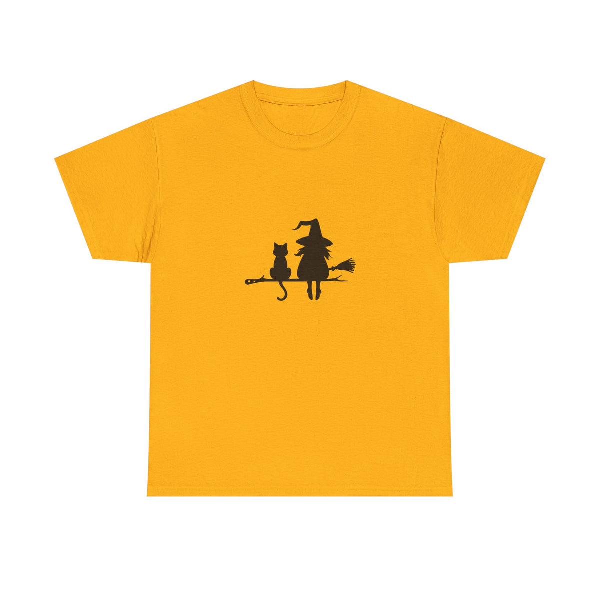 Witch and Cat Tee | Spooky Unisex Shirt for Halloween | Cute Witchwear for Cat Lovers | Fall Wardrobe Essential | Gift for Magical Friends