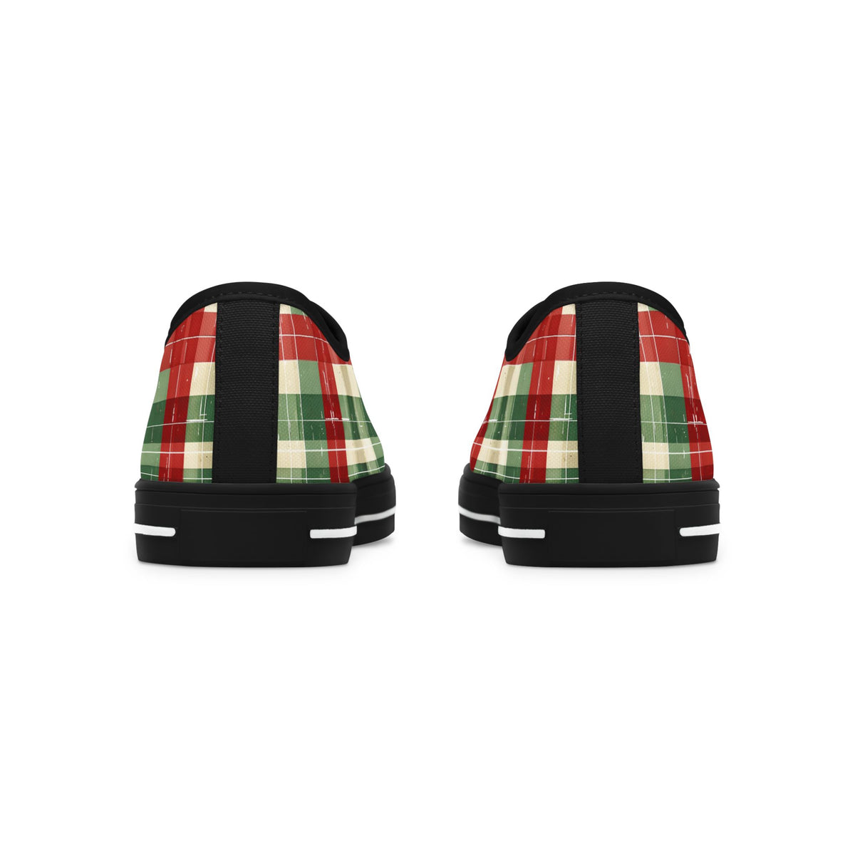 Low Top Sneakers — Red & Green Plaid Holiday Canvas Shoes