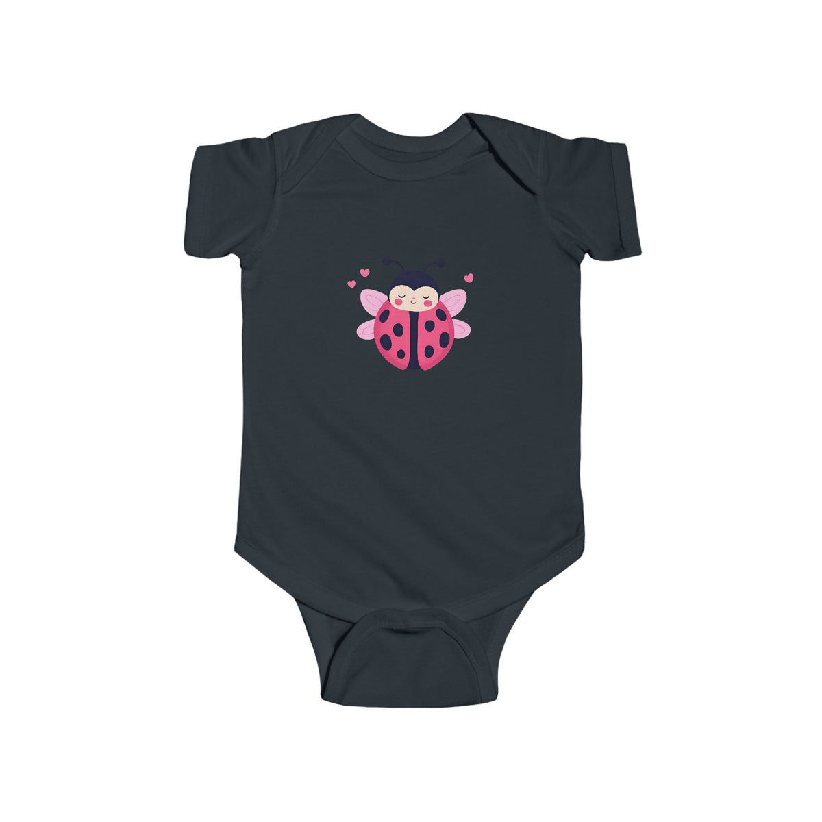 Cute Pink Ladybug Infant Bodysuit – Baby Girl Onesie with Heart Dots