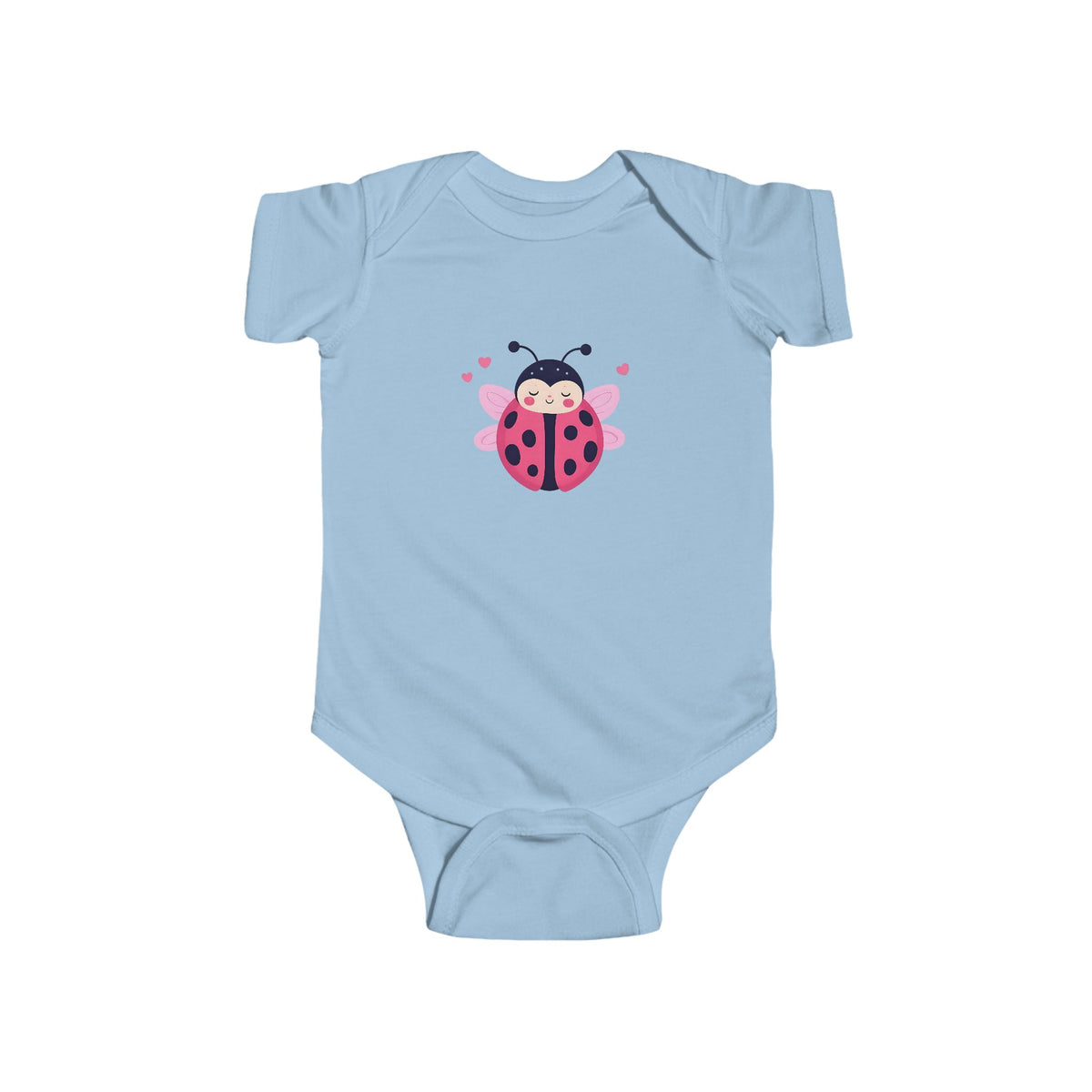 Cute Pink Ladybug Infant Bodysuit – Baby Girl Onesie with Heart Dots