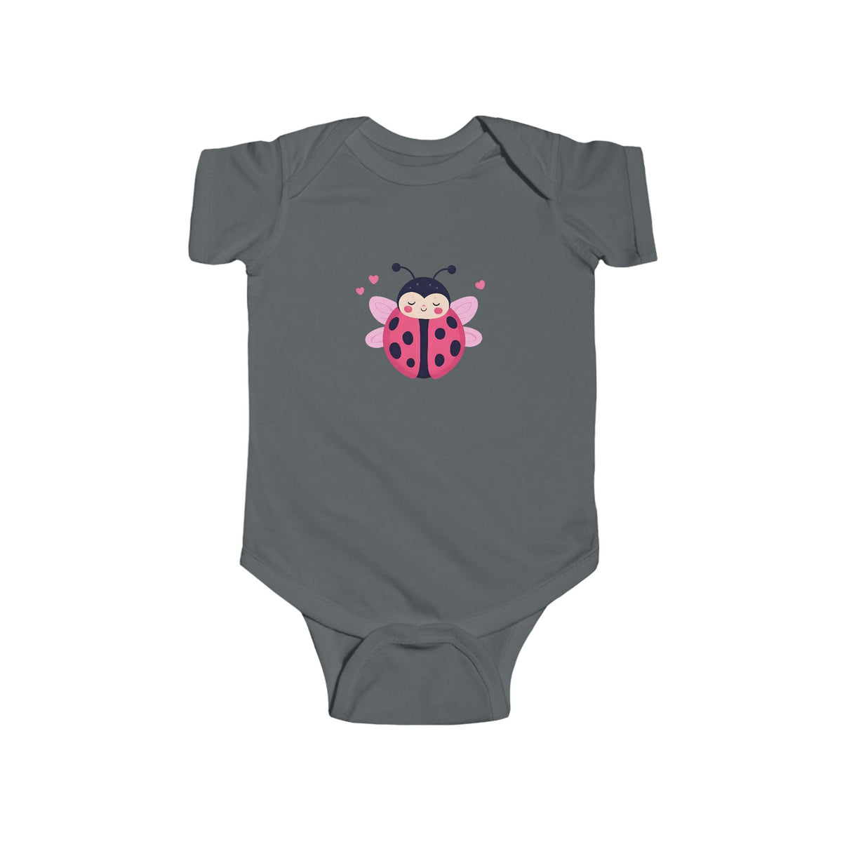 Cute Pink Ladybug Infant Bodysuit – Baby Girl Onesie with Heart Dots
