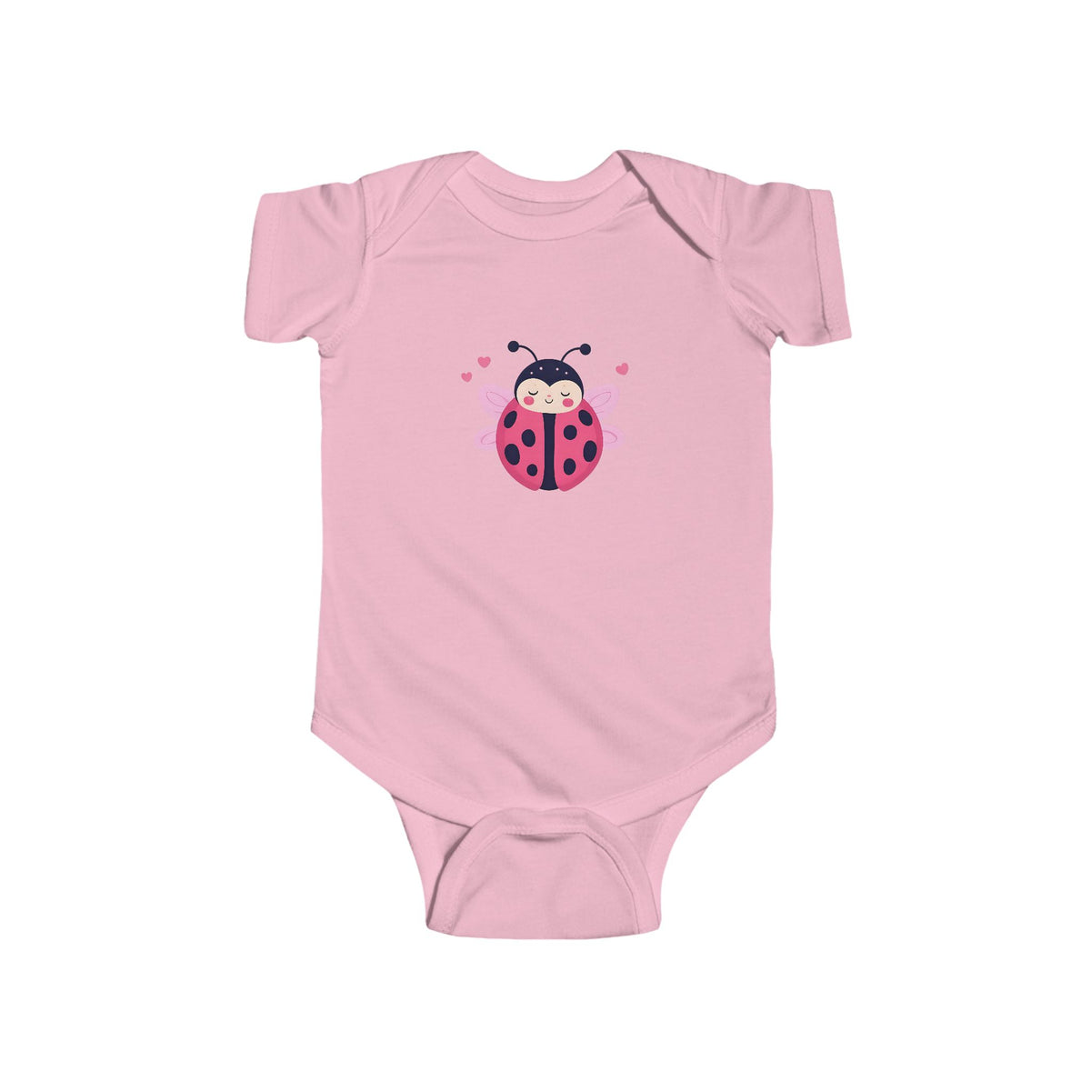 Cute Pink Ladybug Infant Bodysuit – Baby Girl Onesie with Heart Dots