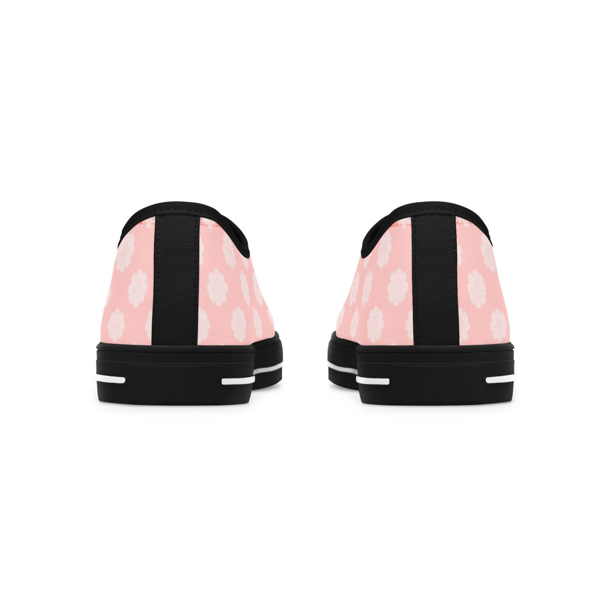 Pink Daisy Low Top Sneakers — Floral Canvas Casual Shoes