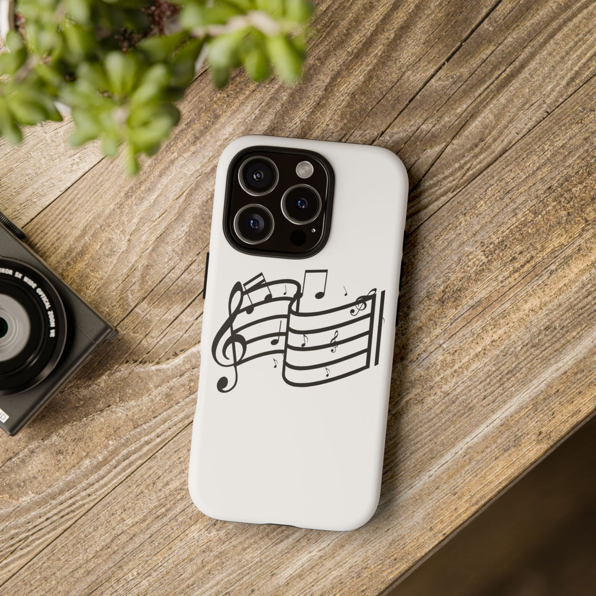 Musical Notes Phone Case — Black Treble Clef Music Staff Tough Case
