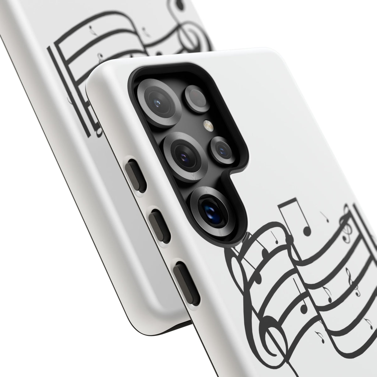 Musical Notes Phone Case — Black Treble Clef Music Staff Tough Case