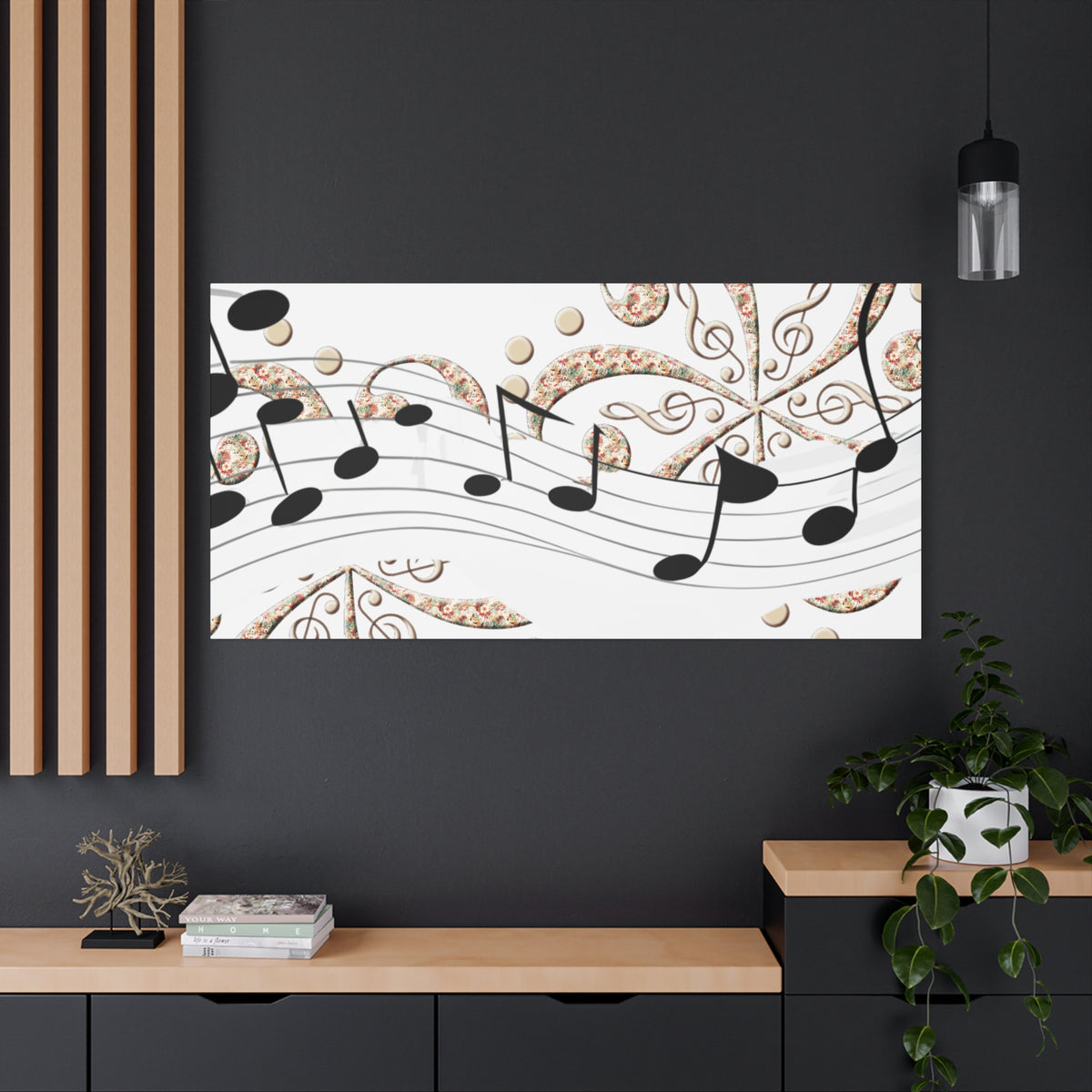 Musical Note Canvas Art, Floral Decor for Home, Music Lover Gift, Wall Art for Musicians, Unique Gift Idea