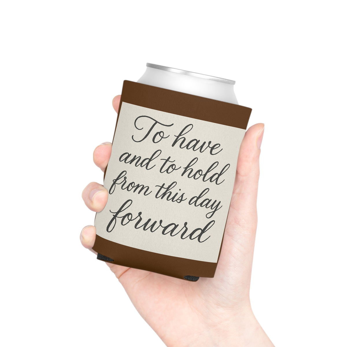 Rustic Wedding Can Cooler | Bridal Shower Favor, Cozies for Guests, Unique Gift, Toast to Love, Engagement Party Keepsake