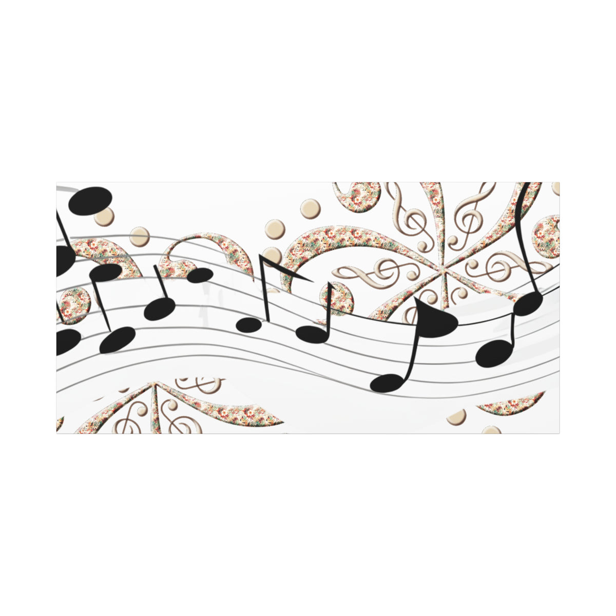 Musical Note Canvas Art, Floral Decor for Home, Music Lover Gift, Wall Art for Musicians, Unique Gift Idea
