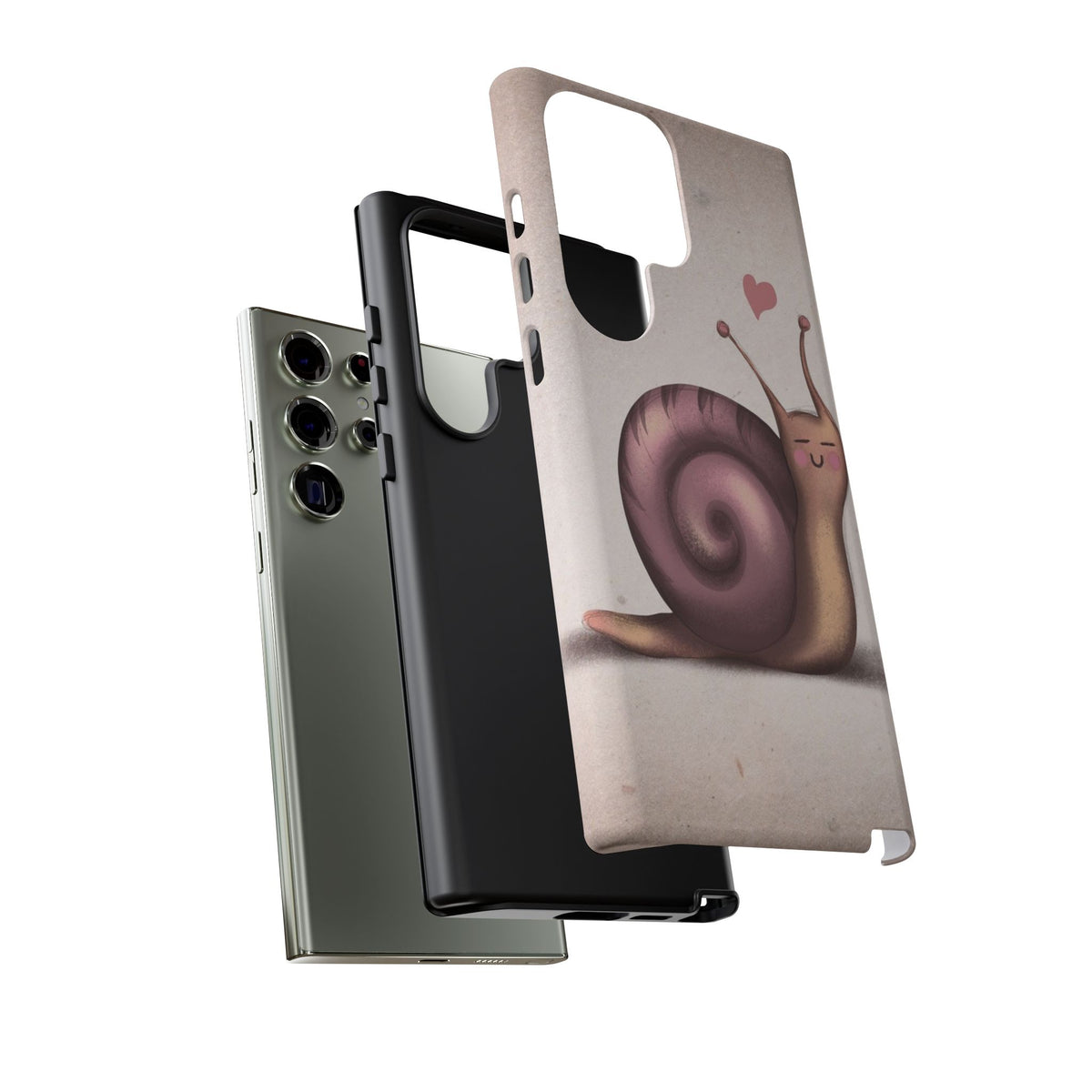 Cute Snail Phone Case — Pink Heart Cartoon Protective iPhone Cover