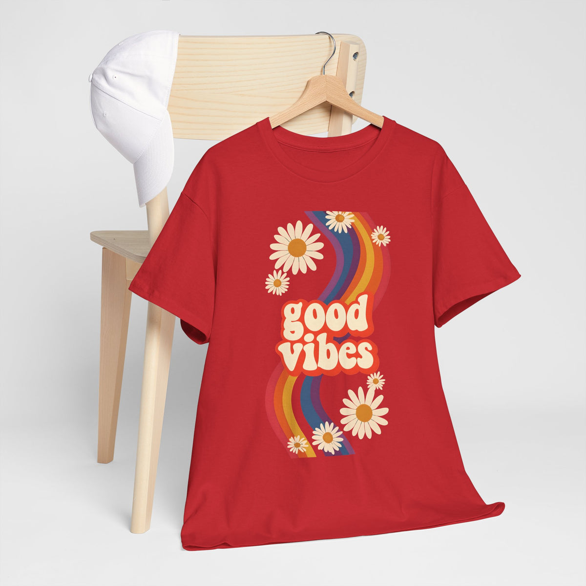 Good Vibes Unisex Heavy Cotton Tee, Retro Graphic T-Shirt, Feel Good Apparel, Summer Outfit, Casual Gift for Friends