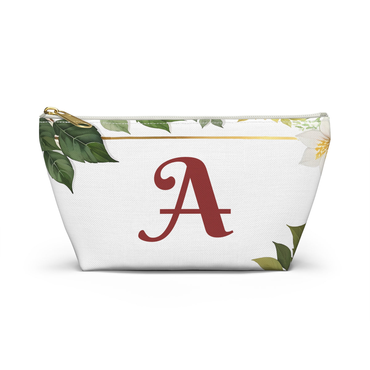 Personalized Floral Accessory Pouch, Makeup Bag, Gift for Her, Initial Pouch, Travel Organizer, Custom Cosmetic Bag