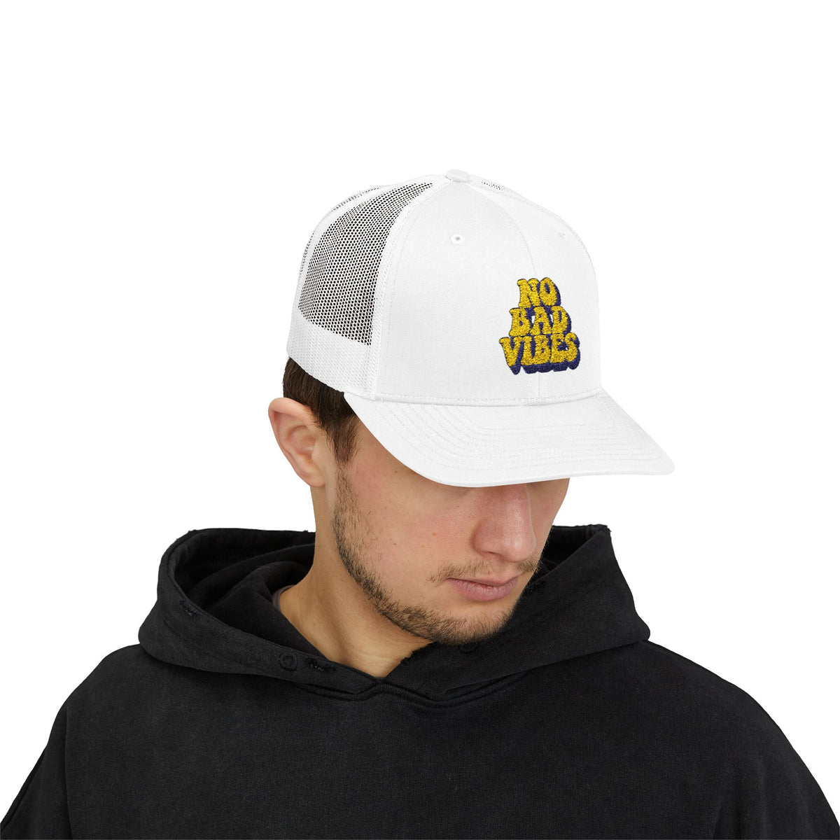 No Bad Vibes Snapback Trucker Cap | Casual Summer Hat, Gift for Her, Trendy Accessory, Outdoor Fun, Festival Wear