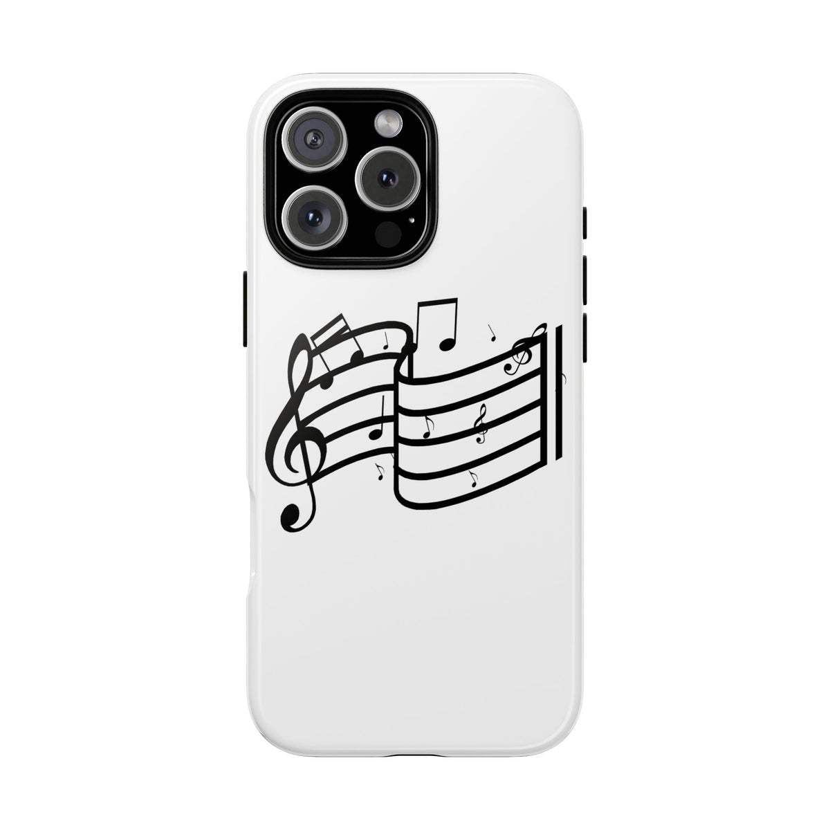 Musical Notes Phone Case — Black Treble Clef Music Staff Tough Case