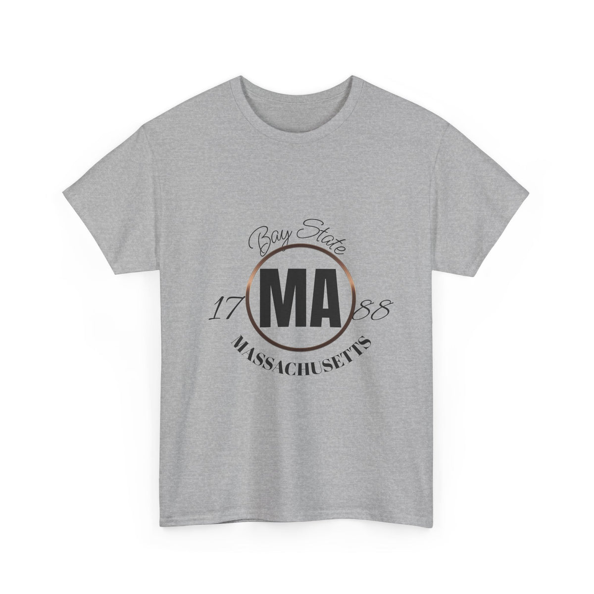 Unisex Heavy Cotton Tee with Massachusetts Design, Casual Wear, Gift for Him/Her, Travel Souvenir, Vintage Style