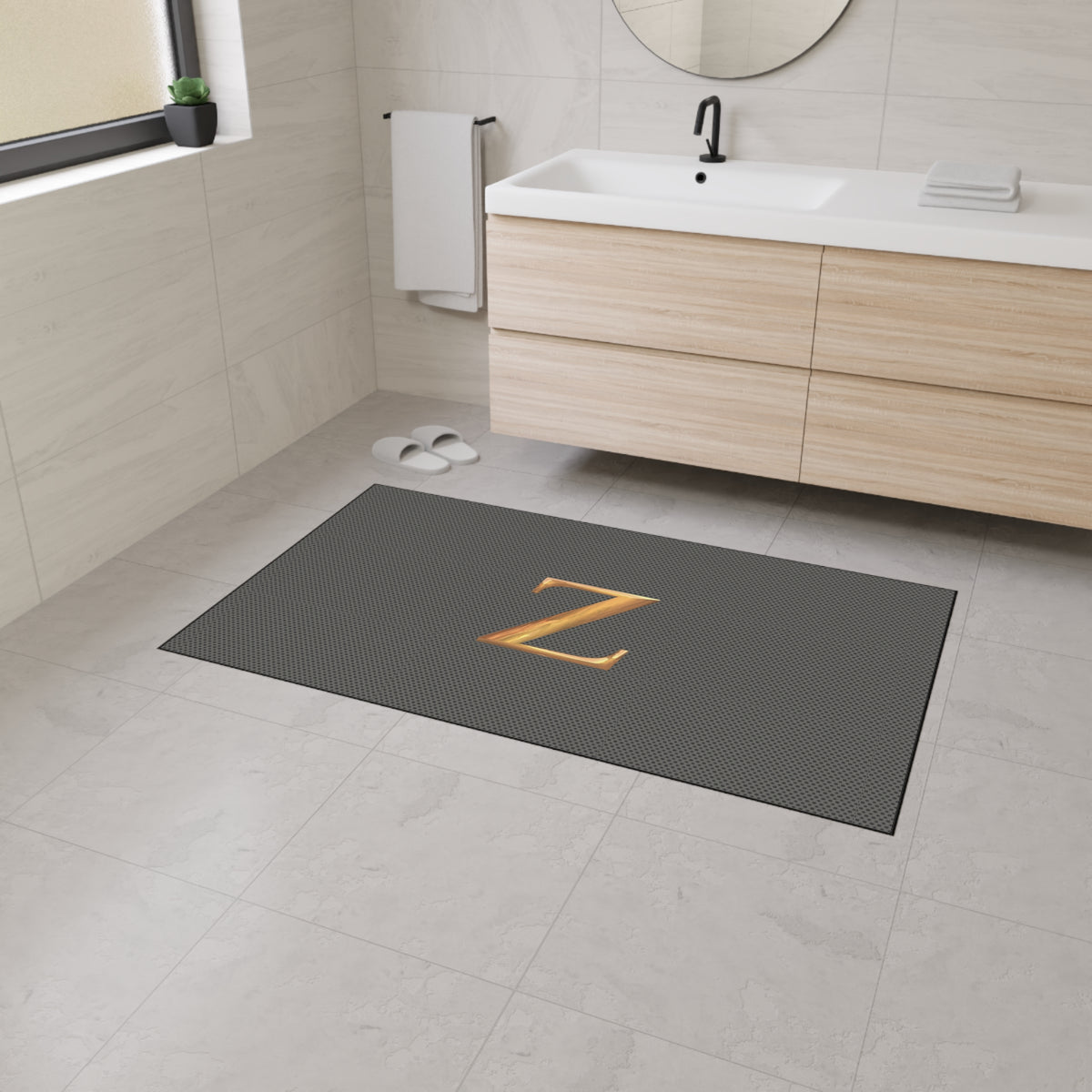 Gray and Gold Monogram Z Heavy-Duty Floor Mat