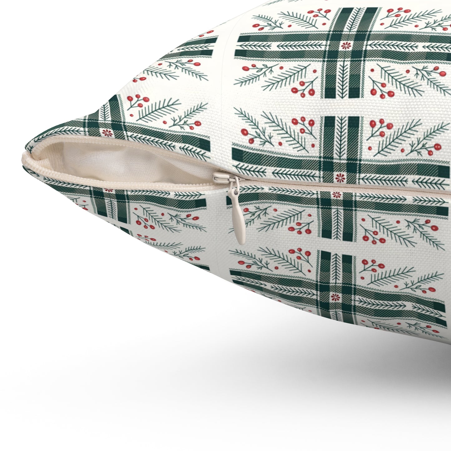 Holiday Plaid Pine & Berry Decorative Pillow