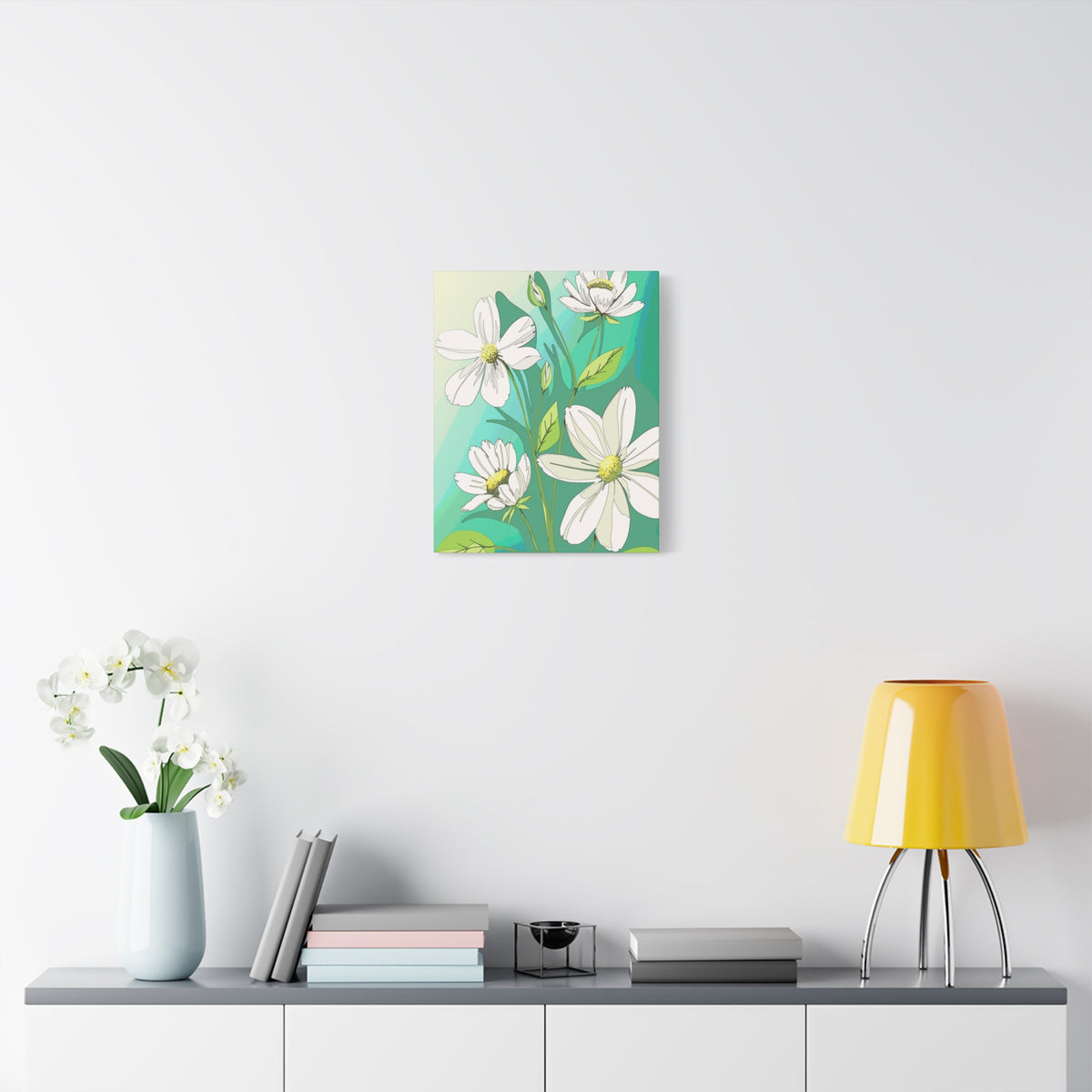 Matte Canvas, Stretched, 1.25" White Flowers