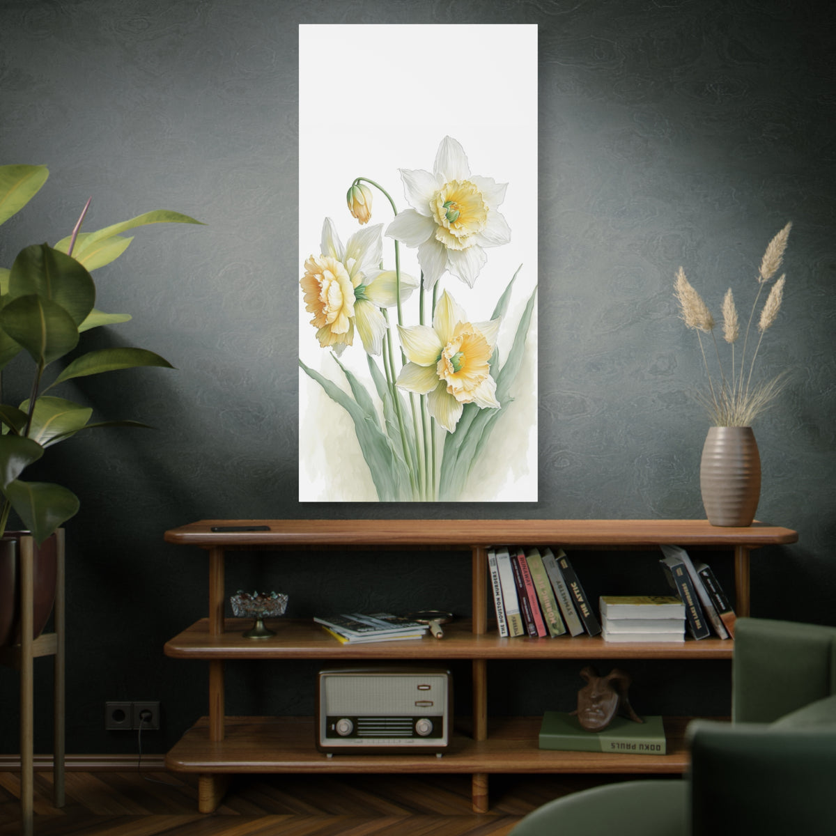 Matte Canvas, Stretched, 1.25" beautiful flowers white and yellow.