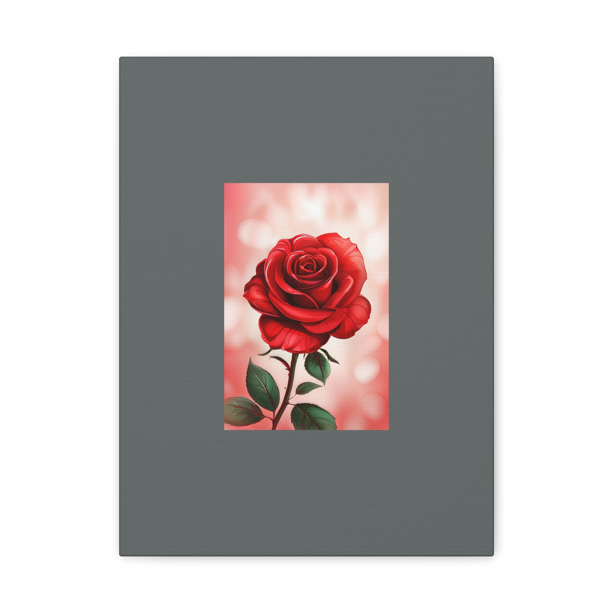 Red Rose Vertical Matte Canvas Print — Romantic Floral Wall Art