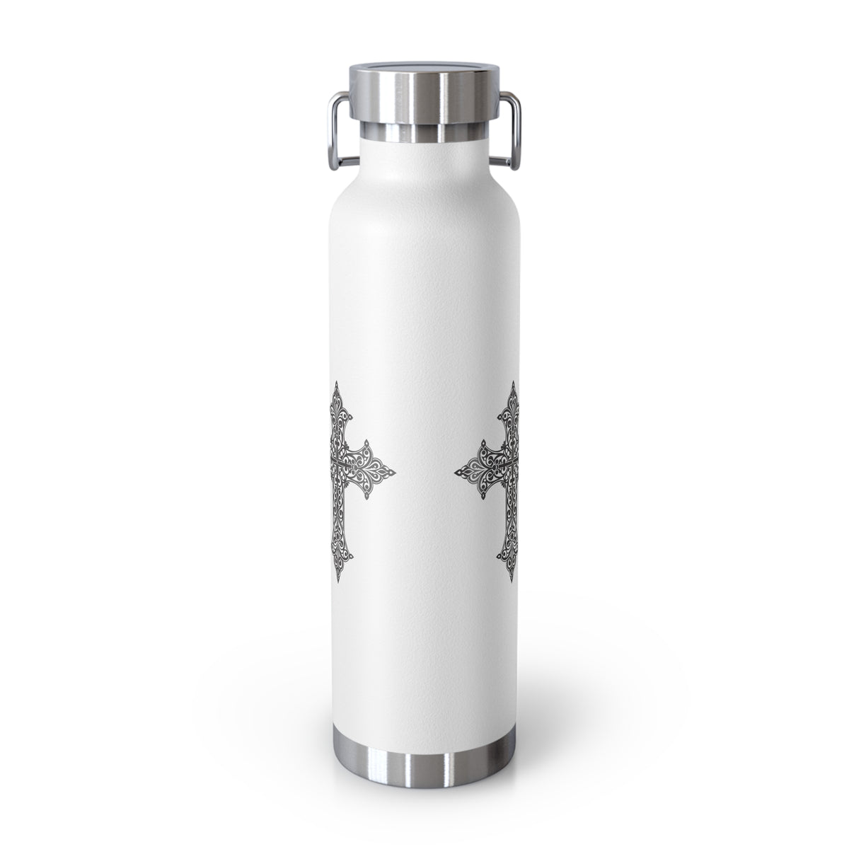 Stylish Copper Insulated Water Bottle - 22oz, Cross Design, Travel Flask, Gift for Him/Her, Unique Outdoor Hydration