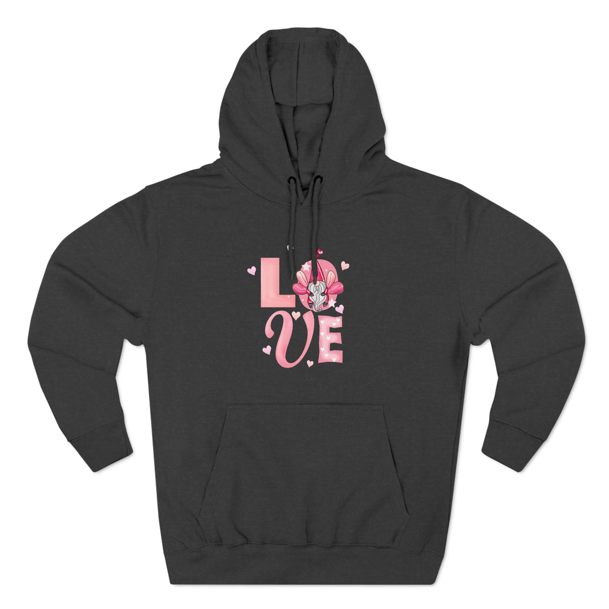 Love Blossom Hoodie — Pink Floral "LOVE" Graphic Fleece Hoodie