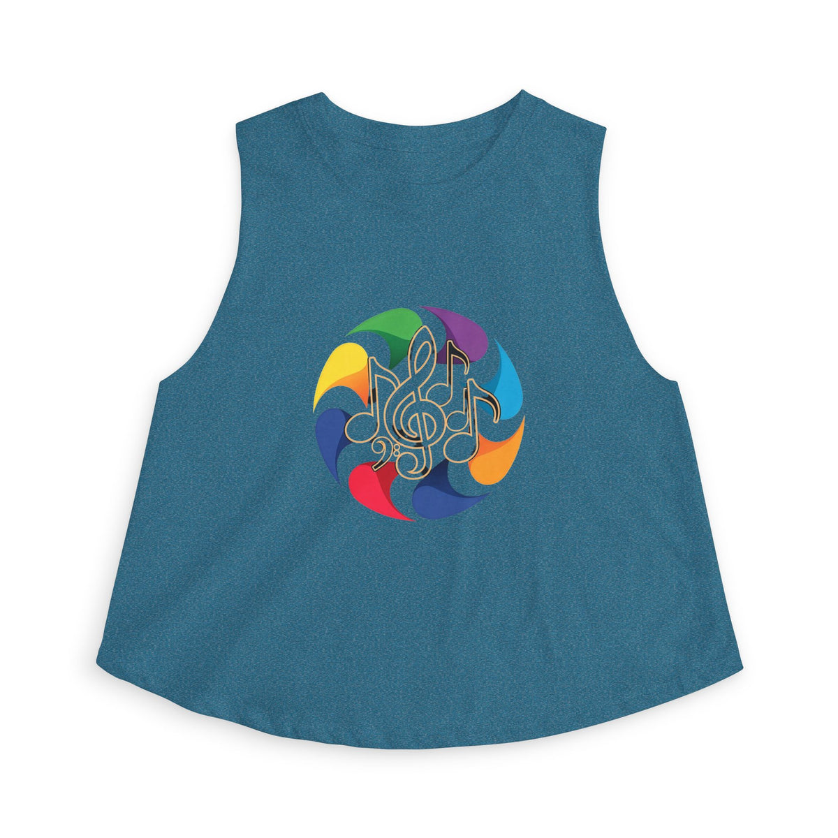 Music Note Mandala Crop Top – Colorful Boho Festival Tank